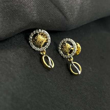 Diamond Stud Earrings with Halo and Hanging Shell Design Diamond Stud Earrings with Halo and Hanging Shell Design