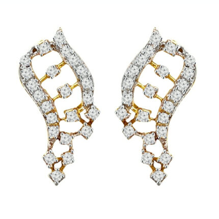 Elegant Diamond Wave Earrings in Gold for Party Glamour
